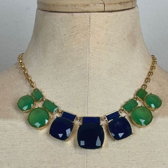 Kate Spade Cause a Stir Blue Green Gold Statement Necklace - Picture 1 of 5